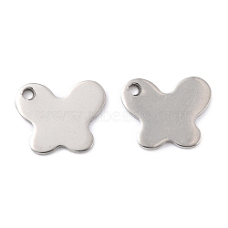 201 Stainless Steel Charms, Butterfly, Stainless Steel Color, 10x12x0.8mm, Hole: 1.6mm(STAS-K217-79A)