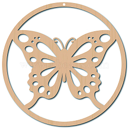 Laser Cut Wooden Wall Sculpture, Torus Wall Art, Home Decor Meditation Symbol, Flat Round, BurlyWood, Butterfly Pattern, 30x30x0.6cm(WOOD-WH0113-055)