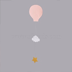 Kindergarten Window Hanging 3D Paper Hot Air Balloon Cloud Ornaments, for Wedding Baby Shower Birthday Party Decorations, Pink, 69.5x7.8~18cm(HJEW-WH0002-01)