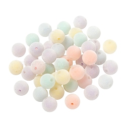 30Pcs Flocky Acrylic Beads, Bead in Bead, Round, Mixed Color, 12x11mm, Hole: 2mm(MACR-FS0001-08)