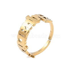 Ion Plating(IP) 304 Stainless Steel Constellation Open Cuff Ring for Women,
Real 18K Gold Plated, Aquarius, 9.7mm, Inner Diameter: Adjustable(RJEW-C097-01G-01)