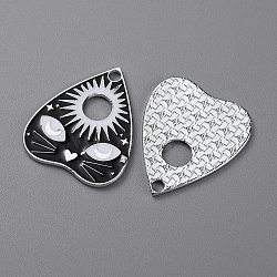 Alloy Enamel Pendants, Platinum, Heart Charm, Cat Pattern, 26x22x1mm, Hole: 2mm(FIND-WH0129-38B)