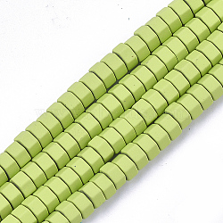 Spray Painted Non-magnetic Synthetic Hematite Beads Strands, Matte Style, Hexagon, Yellow Green, 3x6x5mm, Hole: 0.7mm, about 125pcs/strand, 16.1 inch(G-T116-27-06)