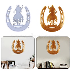 DIY Horseshoe with Cowboy Wall Decoration Silhouette Silicone Molds, Resin Casting Molds, for UV Resin & Epoxy Resin Craft Making, White, 234x215x9mm, Inner Diameter: 227x210mm(DIY-I099-54)