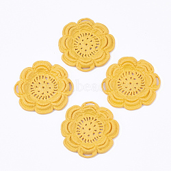 Acrylic Pendants, Flower, Gold, 45x46.5x5.5mm, Hole: 1.5x6.5mm(X-OACR-T014-04G)