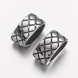 304 Stainless Steel Slide Charms, Oval, Antique Silver, 12.5x7x6.5mm, Hole: 6.5x9mm(STAS-D166-54AS)