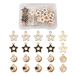 40Pcs 4 Styles Alloy Enamel Pendants, Light Gold, Mixed Color, 10pcs/style(ENAM-TA0001-22)