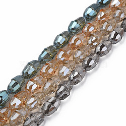 Electroplate Transparent Glass Beads Strands, Faceted, Bell, Mixed Color, 8x7mm, Hole: 1mm, about 94~100pcs/strand, 25.20 inch(64cm)(EGLA-N002-35)