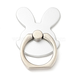 Zinc Alloy Rabbit Cell Phone Holder Stand Findings, Rotation Finger Grip Ring Kickstand Settings, Platinum, 5.1x1.85x0.25cm(AJEW-G035-06P)