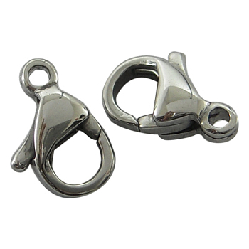 316 Surgical Stainless Steel Lobster Claw Clasps, Stainless Steel Color, 9x6x3mm, Hole: 1mm