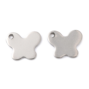 201 Stainless Steel Charms, Butterfly, Stainless Steel Color, 10x12x0.8mm, Hole: 1.6mm
