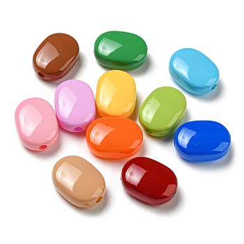 Opaque Acrylic Beads, Oval, Mixed Color, 20x15x8mm, Hole: 2.3mm