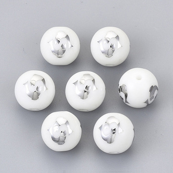 Electroplate Glass Beads, Round with Constellations Pattern, Platinum Plated, Pisces, 10mm, Hole: 1.2mm