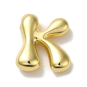 Rack Plating Brass Beads, Cadmium Free & Lead Free, Long-Lasting Plated, Real 18K Gold Plated, Letter K, 22x19.5x6.5mm, Hole: 2.5mm