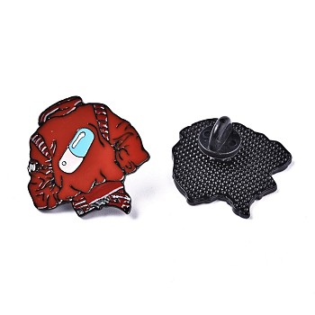 Creative Zinc Alloy Brooches, Enamel Lapel Pin, with Iron Butterfly Clutches or Rubber Clutches, Electrophoresis Black Color, Coat, Red, 30x30mm, Pin: 1mm