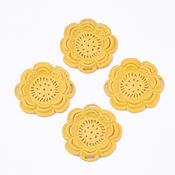 Acrylic Pendants, Flower, Gold, 45x46.5x5.5mm, Hole: 1.5x6.5mm