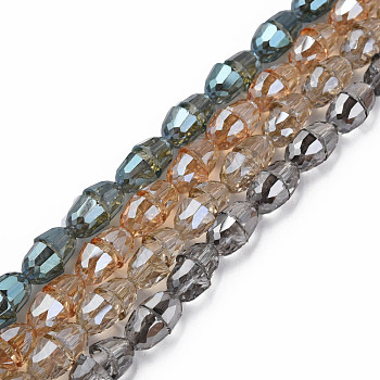 Electroplate Transparent Glass Beads Strands, Faceted, Bell, Mixed Color, 8x7mm, Hole: 1mm, about 94~100pcs/strand, 25.20 inch(64cm)
