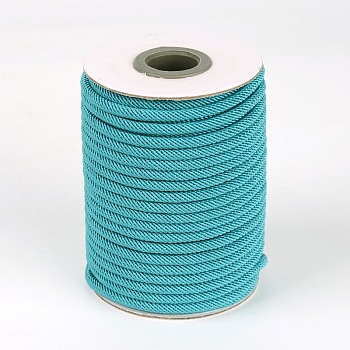 Round Polyester Cords, Dark Cyan, 4mm, about 21.87 yards(20m)/roll