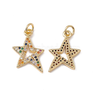 Real 18K Gold Plated Colorful Star Brass+Cubic Zirconia Pendants