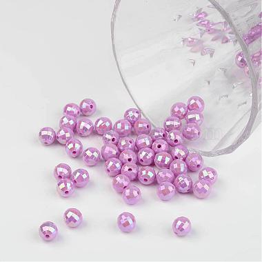 Perles rondes en acrylique poly styrène écologique coloré à facettes(SACR-K001-6mm-49)-3
