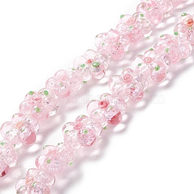 Pink Flower Lampwork Beads