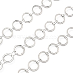 304 Stainless Steel Ring Link Chains, Soldered, with Spool, Stainless Steel Color, 8x1mm(CHS-G044-05P-05)