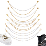6Pcs 3 Styles Alloy & Imitation Pearl Three-layer Boot Strap Chains, with Lobster Claw Clasps, Golden, 265~285mm, 2pcs/style(HJEW-PH0002-14)