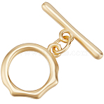 15Pcs Brass Toggle Clasps, Lead Free & Cadmium Free, Ring, Real 24K Gold Plated, Ring: 16x13x2mm, Hole: 1.2mm, Bar: 18x2x1mm, Hole: 1.4mm(KK-BBC0016-65)