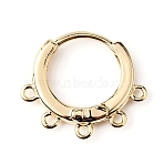 Brass Hoop Earrng Findings, with 6 Horizontal Loops, Ring, Real 14K Gold Plated, 10 Gauge, 15x18x2.5mm, Hole: 1mm, Pin: 1mm(KK-WH0035-85B)