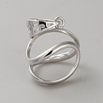 Sterling Silver Pendant Cabochon Setting, Platinum, 16.5x14.5x11.5mm, Hole: 6x4mm, Tray: 8x12(STER-WH0008-55P)