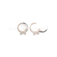 Brass Huggie Hoop Earring Findings, with 2 Loops, Platinum, 15x13x2mm, Hole: 1.5mm, Pin: 1mm(KK-TAC0008-08P)