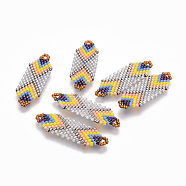 MIYUKI & TOHO Handmade Japanese Seed Beads Links, Loom Pattern, Colorful, 35~36.5x12.5x2mm, Hole: 2x3mm(SEED-A027-D31)