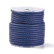 Braided Cowhide Cord, Leather Jewelry Cord, Jewelry DIY Making Material, Medium Blue, 5mm, about 21.87 yards(20m)/roll(WL-I004-5mm-02)