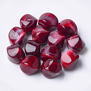 Acrylic Beads, Imitation Gemstone Style, Nuggets, Dark Red, 15.5x12x12mm, Hole: 1.8mm(X-OACR-T007-08E)
