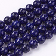 Dyed Natural Lapis Lazuli Bead Strands, Round, 8~9mm, Hole: 1mm, about 46pcs/strand, 15.3 inch(G-R173-8mm-01)