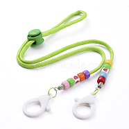 Personalized Dual-use Items, Beaded Necklaces or Eyeglasses Chains, with Polyester & Spandex Cord Ropes, Acrylic Beads, Plastic Clasps and Iron Cord End, Yellow Green, 25.59 inch(65cm)(NJEW-JN02852-06)