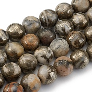 Natural Pyrite Beads Strands, Round, 10mm, Hole: 0.7mm, about 39pcs/strand, 15.55 inch(39.5cm)(X-G-G839-01-10mm)
