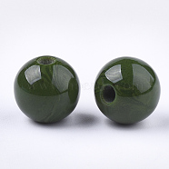 Resin Beads, Imitation Gemstone, Round, Green, 12mm, Hole: 2mm(RESI-S377-14A-03)