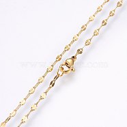 304 Stainless Steel Chain Necklaces, with Lobster Claw Clasps, Golden, 19.69 inch(50cm), 2x0.4mm, link: 4x2x0.4mm(MAK-L015-27A)