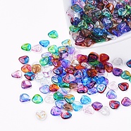 Czech Glass Beads, Electroplated/Dyed, Triangle, Mixed Color, 8.5x8.5x2mm, Hole: 0.8mm, about 357~363pcs/bag(GLAA-G070-06A)