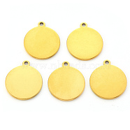 Vacuum Plating 304 Stainless Steel Pendants, Laser Cut, Blank Stamping Tag, Flat Round, Golden, 18x15x1mm, Hole: 1.6mm(STAS-N092-23B-G)