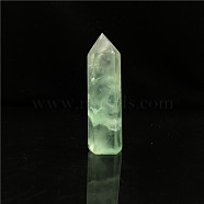 Point Tower Natural Green Fluorite Home Display Decoration, Healing Stone Wands, for Reiki Chakra Meditation Therapy Decos, Hexagon Prism, 50~60mm(PW23030657217)