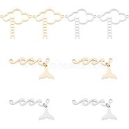 8Pcs 4 Styles 201 Stainless Steel Connector Charms, Cloud with Ladder and Fish Tail, Mixed Color, 28~29x5~28.5x1mm, Hole: 1.4~1.5mm, 2pcs/style(STAS-UN0039-24)