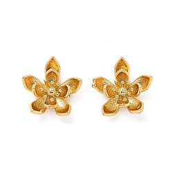 Brass Bead Caps, Flower, Real 18K Gold Plated, 15x14x5mm, Hole: 1.8mm(KK-H496-08G)