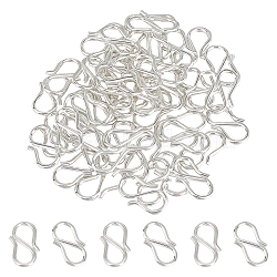 50Pcs 304 Stainless Steel S-Hook Clasps, Silver, 13x7x1mm, Hole: 6x4mm(STAS-UN0047-13)