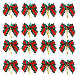 40Pcs Polyester Bowknot, Gift Pull Bows, with Iron Wire Twist Ties and Bell, for DIY Gift Wrap Decoration, Christmas Party Decoration, FireBrick, 68~76x69x8mm(DIY-FH0005-63)