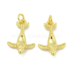 Rack Plating Brass Pendants, Long-Lasting Plated, Cadmium Free & Lead Free, Fish, Real 18K Gold Plated, 20x14x4mm, Hole: 3.5mm(KK-I711-07G)