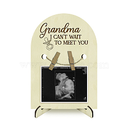 Arch Shape Wood Announcement Picture Frame Stand, for First Time Moms Baby Sonogram Frames, Word, 180x125x4mm, Hole: 10mm(DJEW-WH0070-007)