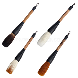 Elite 4Pcs 4 Style Hemp Bamboo Chinese Calligraphy Brush Pen, with Bear Hair Brush, Mixed Color, 27x4cm, 1pc/style(AJEW-PH0003-09)