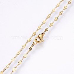 304 Stainless Steel Chain Necklaces, with Lobster Claw Clasps, Golden, 19.69 inch(50cm), 2x0.4mm, link: 4x2x0.4mm(MAK-L015-27A)